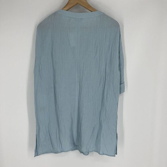 Soft Surroundings Tunic Top Size Small Womens Blue Talia Button Up Blouse Gauze - Picture 6 of 8
